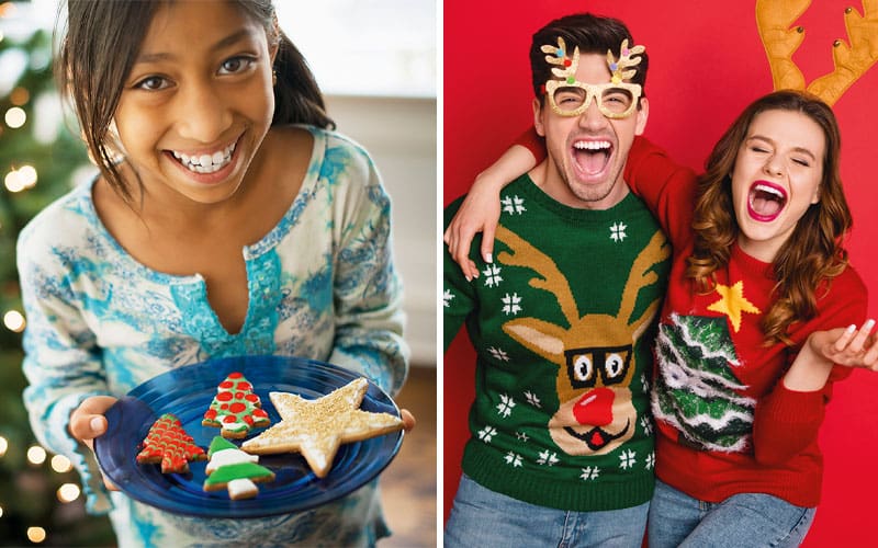 young girl holding cookies / man and woman