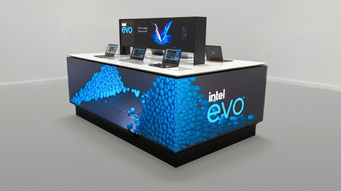 Intel Evo tradeshow kiosk example for Costco warehouses