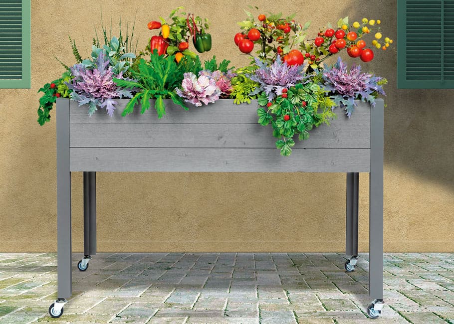 planter with flowers in it