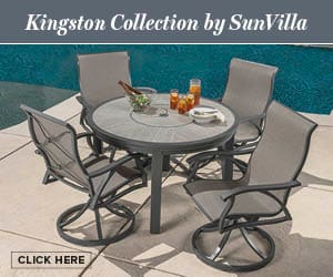 Kingston collection by SunVilla. Outdoor patio furniture set. Click here