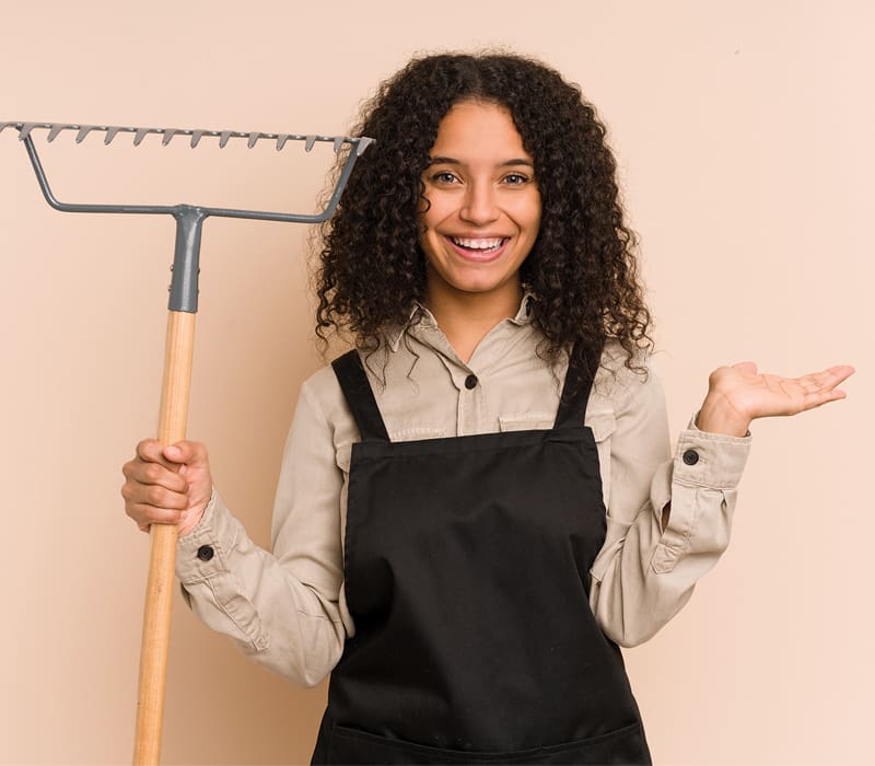 woman with rake