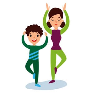 woman and child exercising