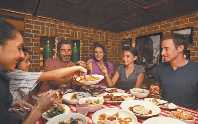 group in a restaurant