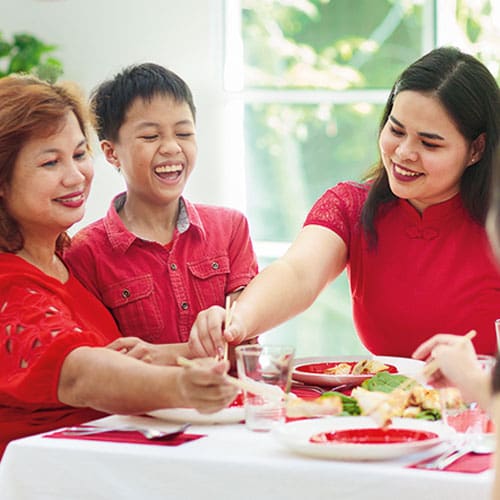 Family celebrating Lunar New Year