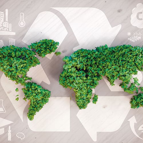 Costco sustainability image showing world map as plants