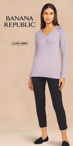 Banana republic logo. Womens v-neck long sleeve top. Click here