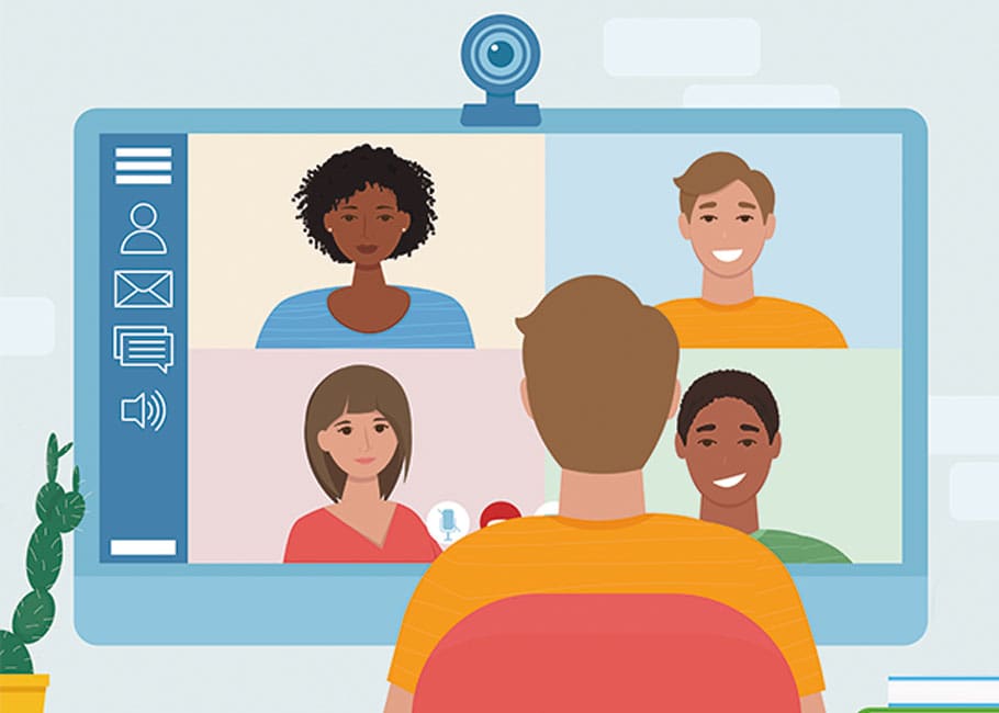 illustration of a man avideo conferencing