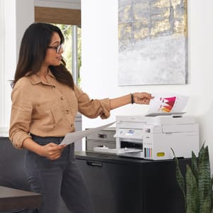 woman at printer