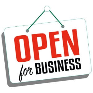 open for business sign