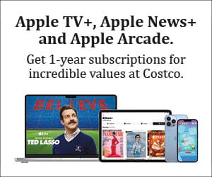 Apple TV+, Apple News+, and Apple Arcade. Get 1 year subscriptions for incredible values at Costco.