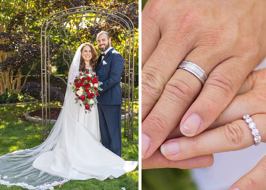 bride and groom, wedding rings