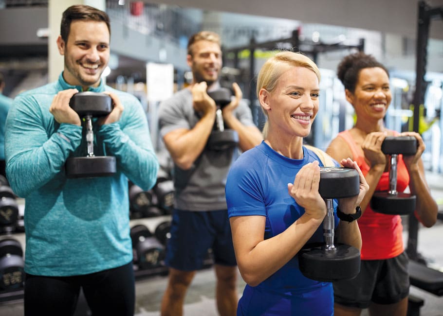 people working out with weights