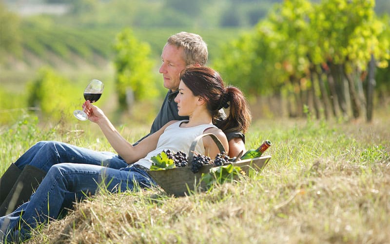 couple in vineyard