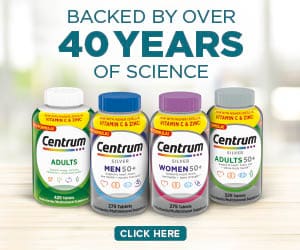 Backed by 40 years of science. Centrum family of products. Click here