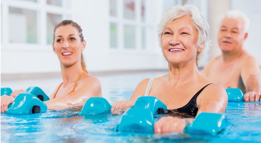 people exercising in pool