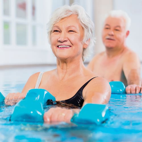 woman working out in the pool