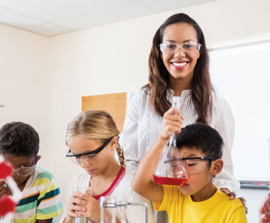 teacher with students