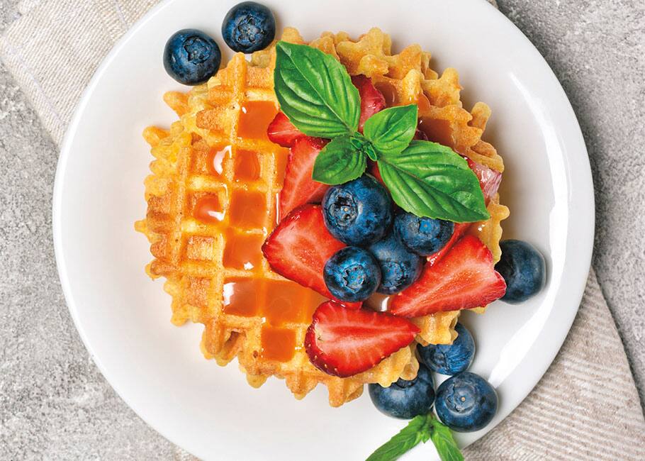 waffles with blueberries and strawberries