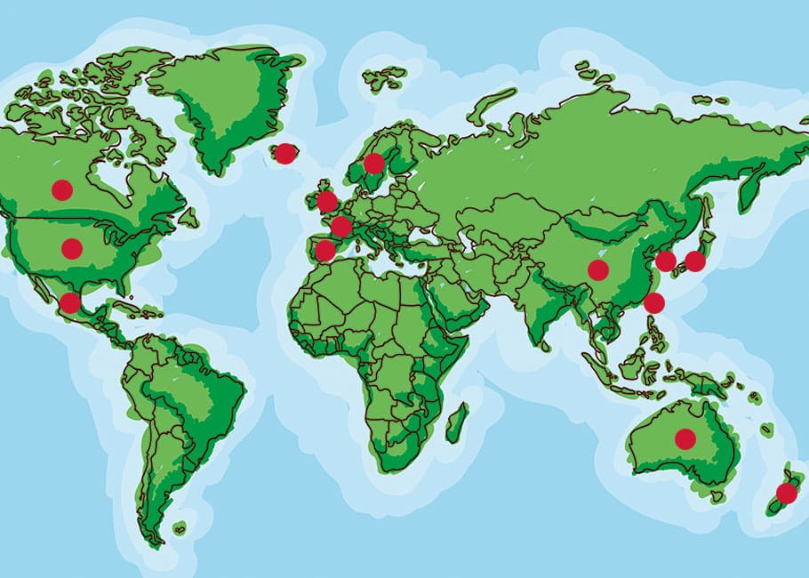 flat map of the world