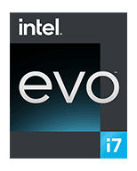 Intel Evo powered by Core i7 computer chip graphic.