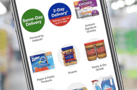 Tablet showing grocery items