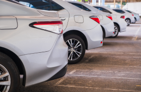 Rental cars lined up