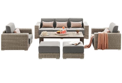 BTMWAY Outdoor Conversation Set, 4-Piece Rattan Wicker Patio Furniture Sofa  Set, Outdoor Deck Patio Backyard Porch Lawn Bistro Chair Sets, with Storage  Box & Side Table & Cushions, Gray, R475 - Walmart.com