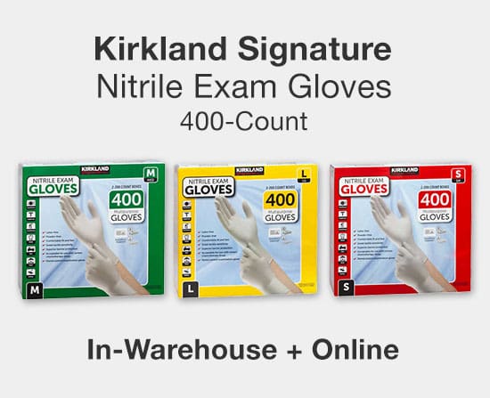 Kirkland Signature Nitrile Exam Gloves, 400-Count