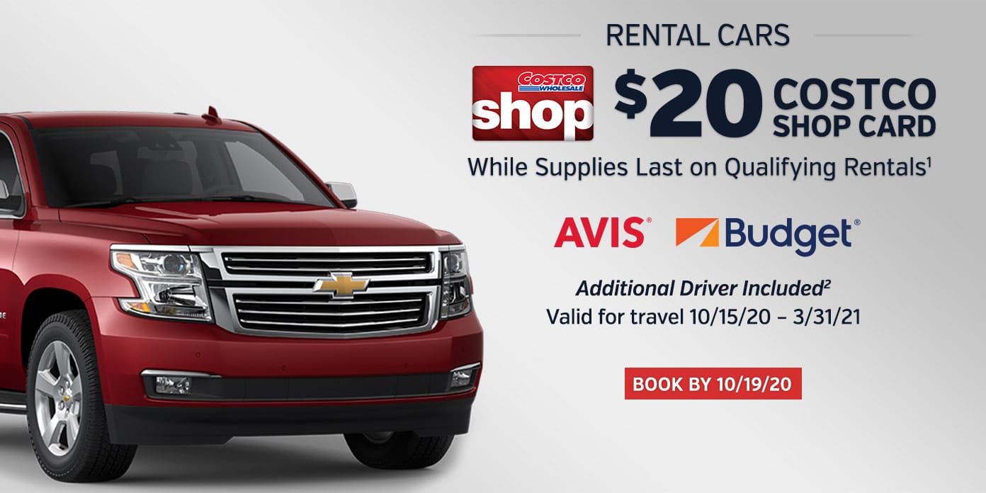 Limitedtime 20 Costco Shop Card when you rent a car with Costco