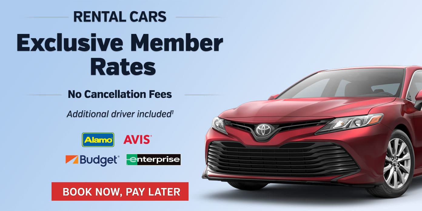 Rental Cars Exclusive Member Rates, No Cancellation Fees. Additional driver included. Book Now. Pay Later.