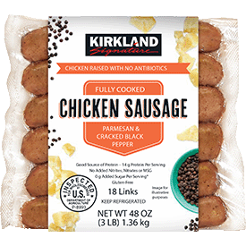 Kirkland Signature Parmesan & Cracked Black Pepper Chicken Sausage, 3 lbs