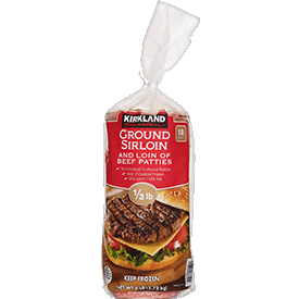 Kirkland Signature Sirloin Patties, 1/3 lb, 18-Count