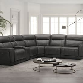 Lauretta 6-Piece Leather Power-Reclining Sectional with Power Headrests