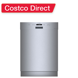 Bosch 300 Series Front Control Pocket Handle Dishwasher, Stainless Steel Tub, Removable 3rd Rack, 46 dBa